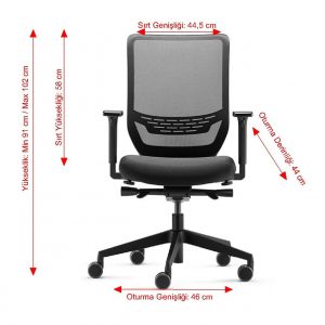 To-Sync Work SC9242 PRO / Mesh Çalışma Koltuğu Ölçüleri