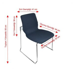 Asanda Kolçaksız Kromaj Ayak Bekleme Koltuğu Ölçüler