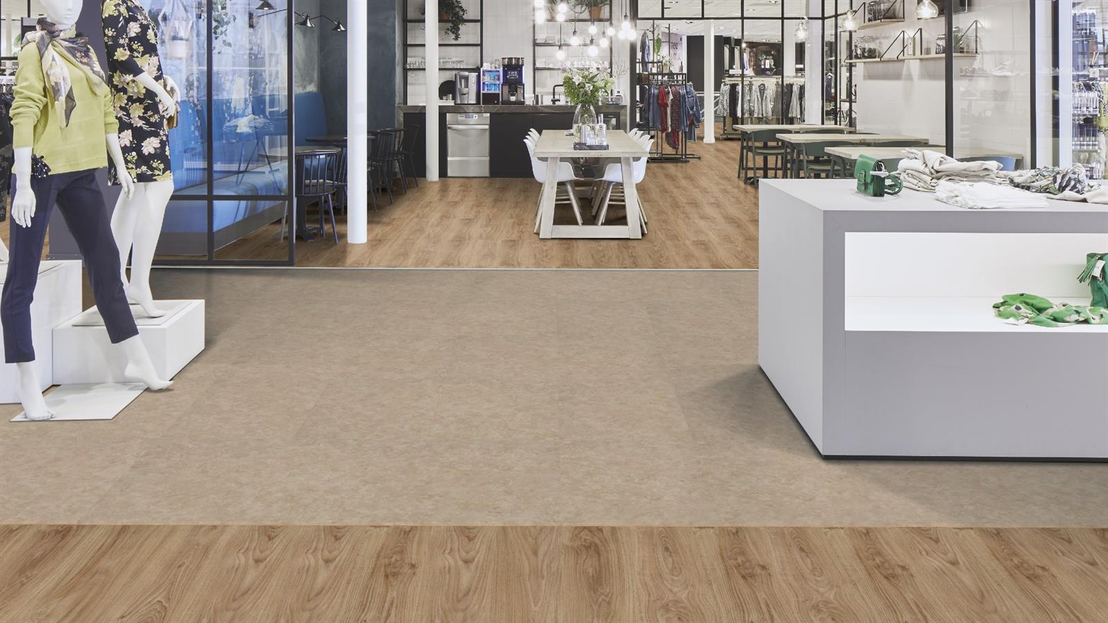 1636</br> Flex Concrete Warm Sök-Tak LVT 50x50 cm - Görsel 2